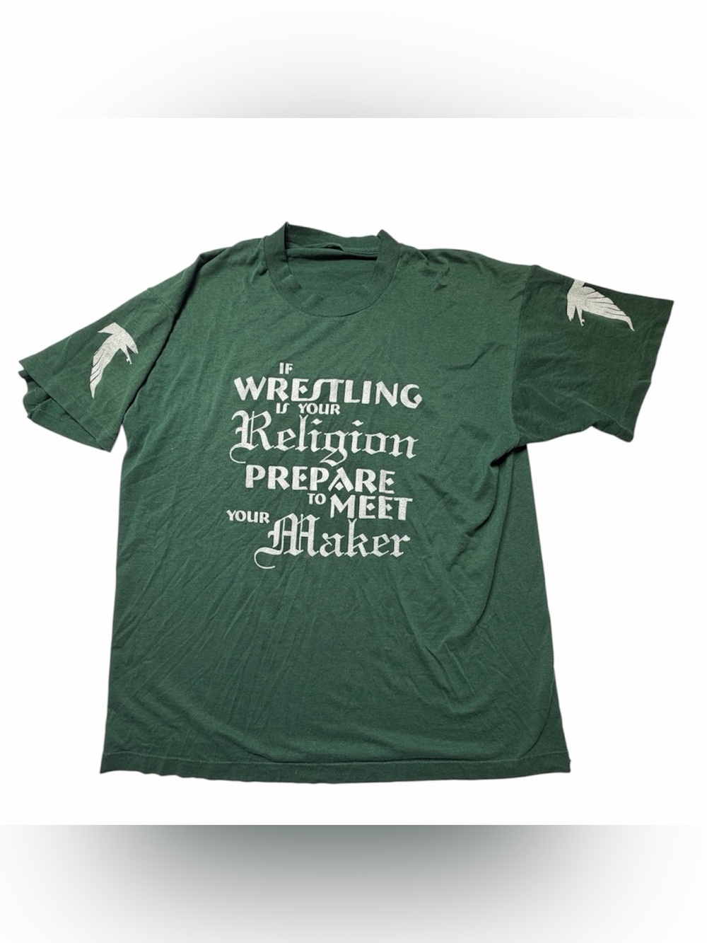 Vintage Green Single Stitch Wrestling T-Shirt Meet Your Maker Tee